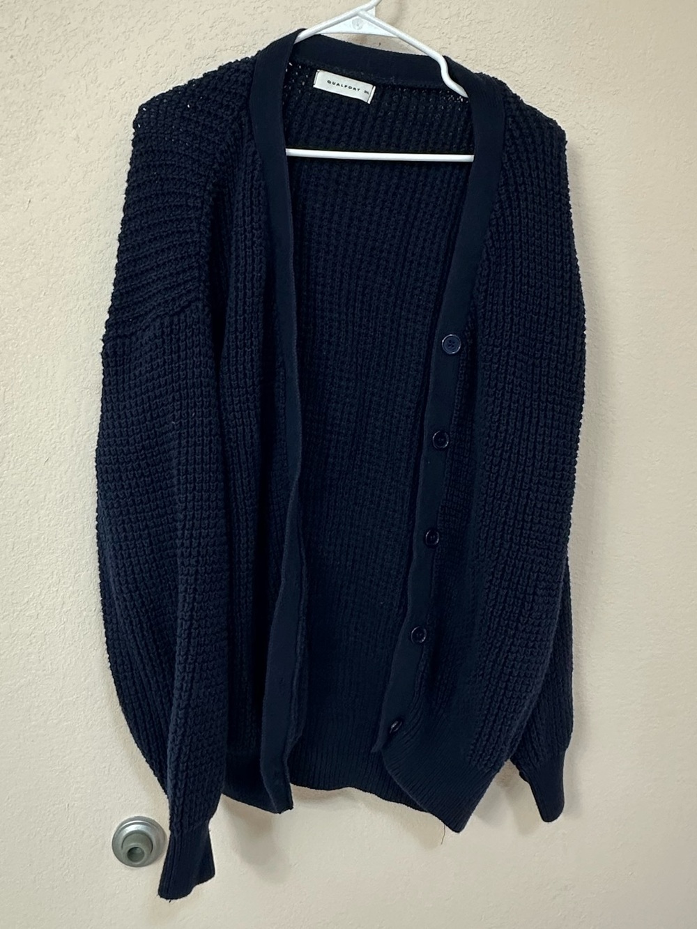 Chunky Navy Button-Front Cardigan Sweater - Unbranded